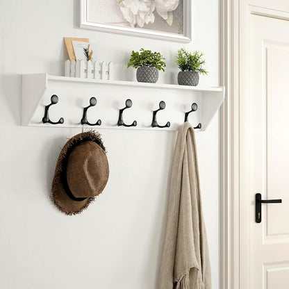 SKOLOO Wall Shelf with Hooks, 35-Inch White Coat Rack Wall Mount with Shelf - Image 4