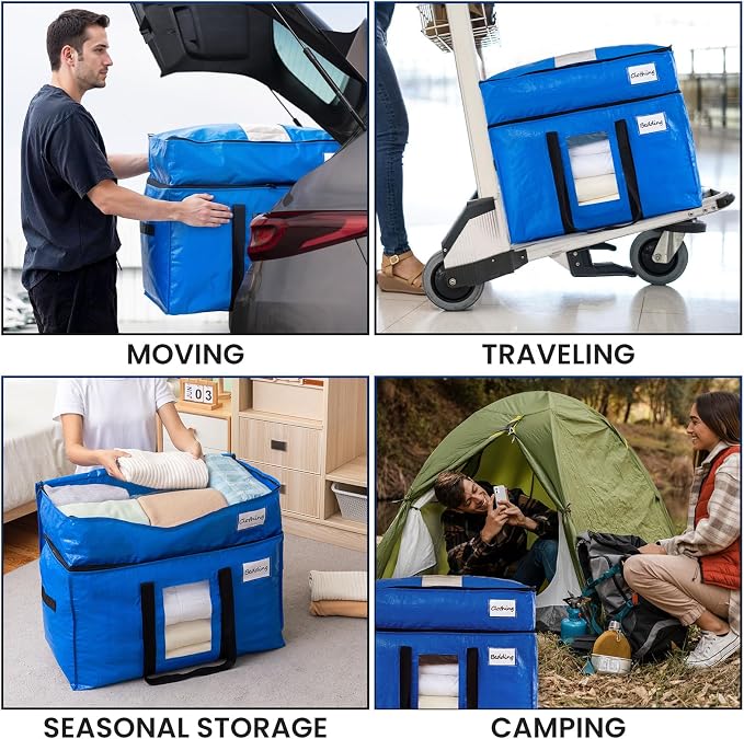 TAILI 2 Tier Extra Large Moving Bags, 2 Pack Blue Heavy Duty Totes - Image 9
