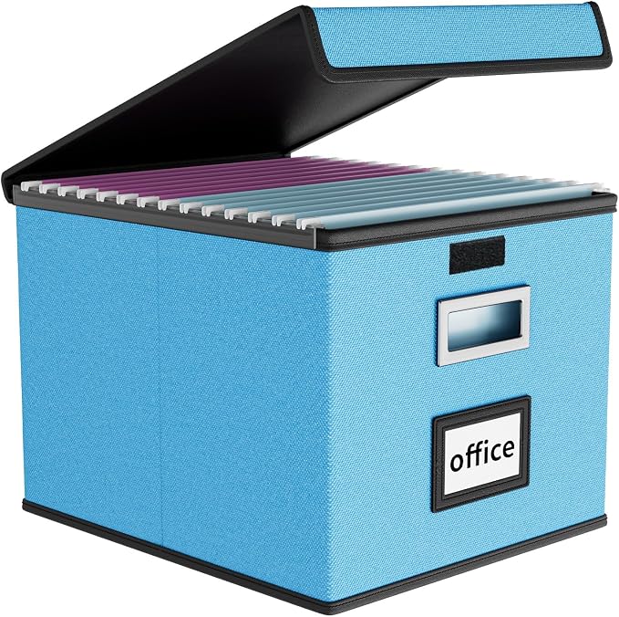 File Organizer Box with Lids, Collapsible File Folder Organizer | File Box with by Huolewa