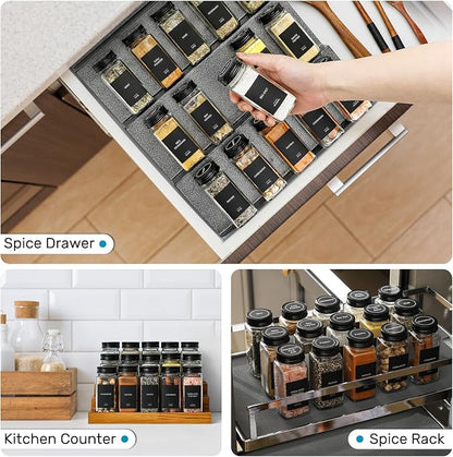AOZITA 14 Pcs Glass Spice Jars - 4oz Empty Square Spice Bottles and Spice - Image 7