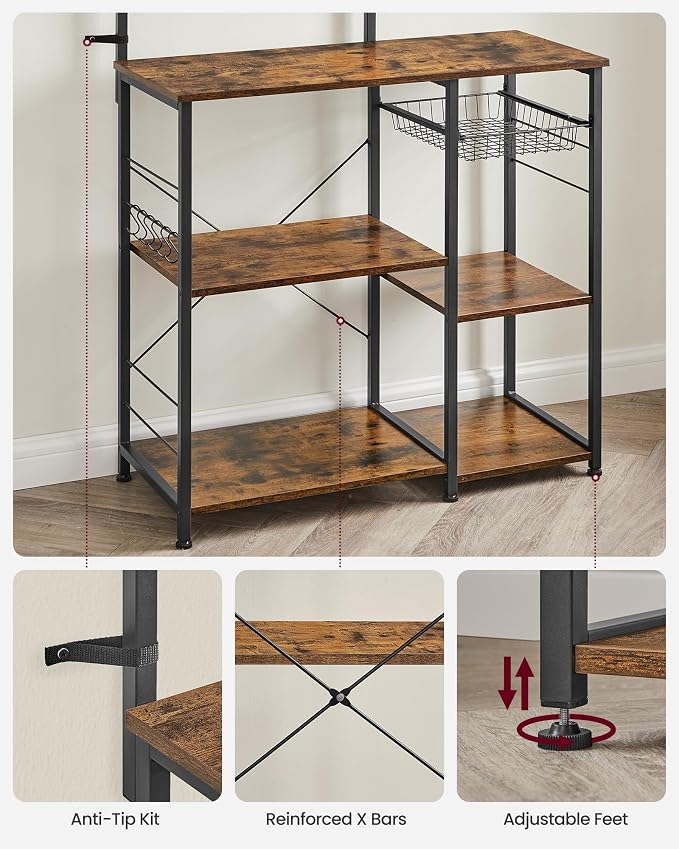 VASAGLE Baker's Rack, Microwave Stand, Kitchen Storage Rack - Image 7