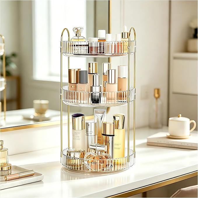 360° Rotating Makeup Organizer, Large Capacity 3 Tier Perfume Skincare Clear by Unknown