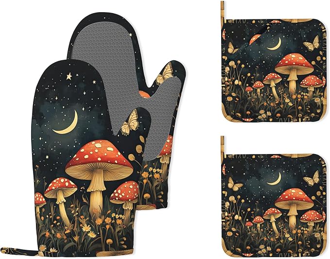 Magic Mushroom Heat-Resistant Silicone Oven Mitts and Pot Holders, Butterfly by Unknown