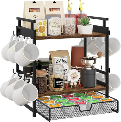 Coffee Bar Organizer, 3 Tier Coffee Station Organizer by BCOZLUX