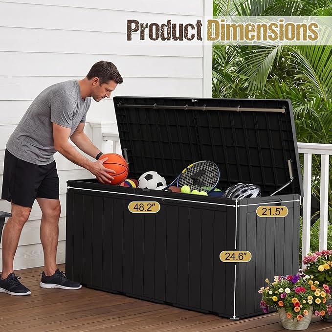 110 Gallon Deck Box Outdoor Indoor Waterproof Storage Box - Image 7