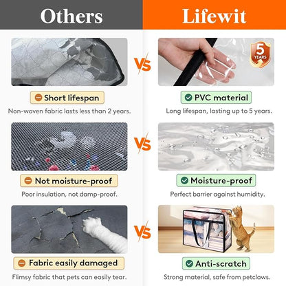 Lifewit 4 Pack Clear Clothes Storage Bags, 45L Plastic Blanket Storage Bag - Image 3