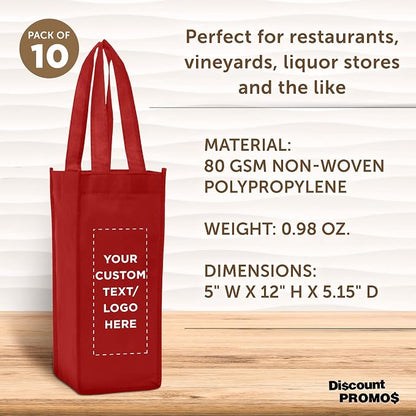 DISCOUNT PROMOS Non-Woven Vineyard Two Bottle Wine Bags - Image 4