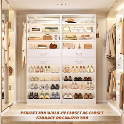 Aheaplus Tall Shoe Cabinet, 10 Tiers Wood Shoe Rack, Vertical Shoe Storage - Image 5