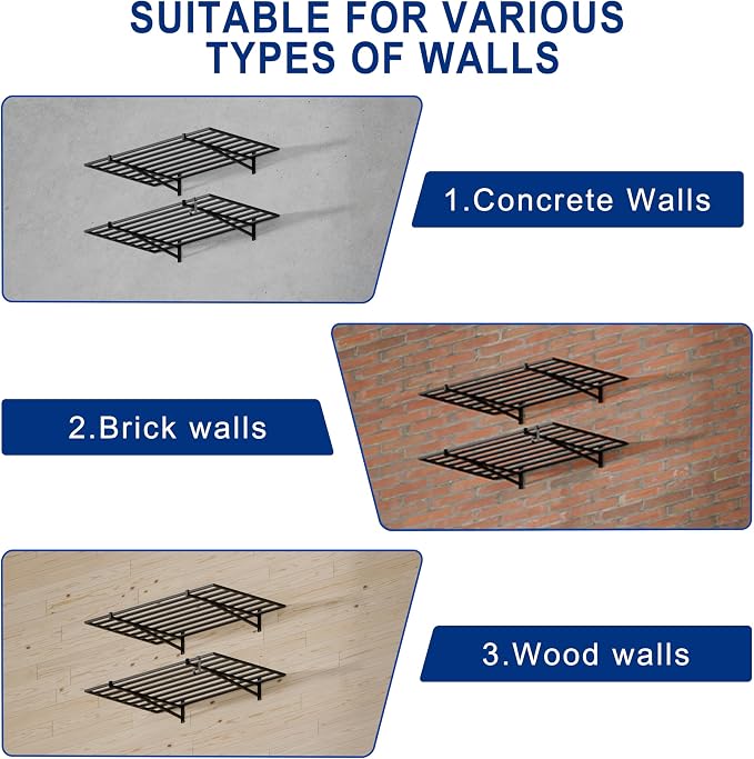 HDDFER Heavy Duty Garage Wall Shelves 24x43 Inch | 2-Pack, wall mounted - Image 7