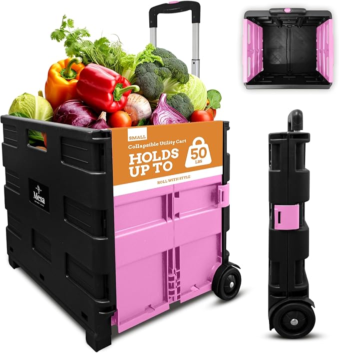 Ultra-Slim Rolling Collapsible Storage Pack-N-Roll Utility-carts, by Inspired+Living