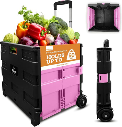 Ultra-Slim Rolling Collapsible Storage Pack-N-Roll Utility-carts, by Inspired+Living