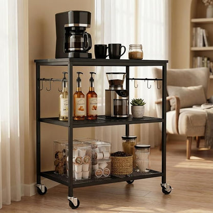 Homleke 3-Tier Rolling Kitchen Microwave Cart, Kitchen Utility Cart on Lockable by Homleke