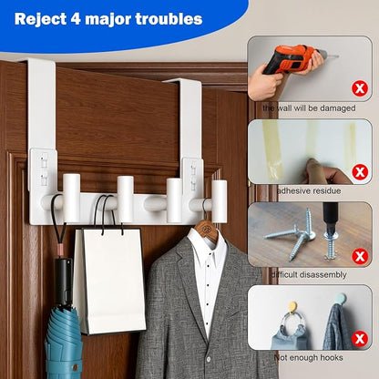 PMMASTO Over The Door Hooks, Fits 1-3/4" Thick Door No Drill Hooks - Image 4