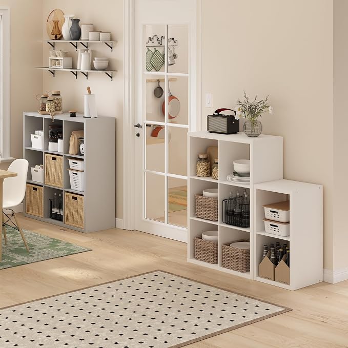 Furinno CUBICLE 6-Cube Book Shelf, Extra Thick Frame Bookshelf, Horizontally & - Image 6