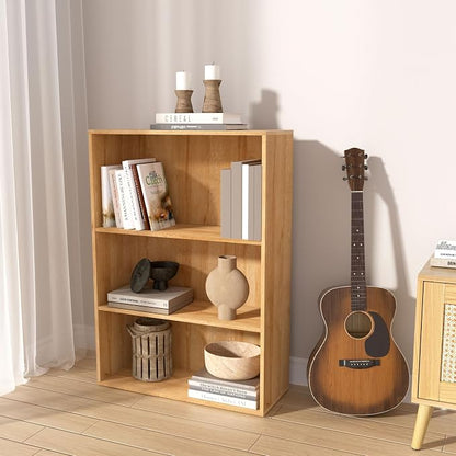 Wooden 3 Tier Book Shelf, 3 Cube Storage Organizer, 3 Tier Low Bookcase Storage - Image 8