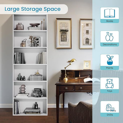 GRUSIGN 71" Tall 6-Tier Bookshelf, Large Open Display Bookcase - Image 7