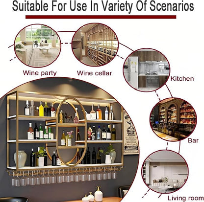 55.1IN Large Wall Mount Wine Rack, Metal 4 Tier Hanging Bottle Holder - Image 8