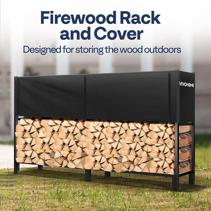 VIVOHOME Upgraded Heavy Duty 8 ft 1/2 Cord Firewood Rack Outdoor - Image 7