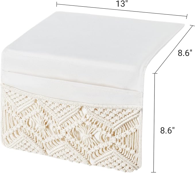 Mkono Macrame Bedside Caddy Storage Organizer Boho Remote Control Tablet - Image 6