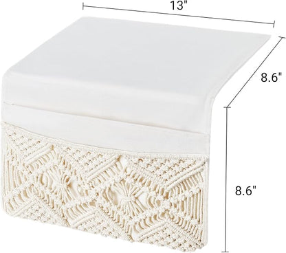 Mkono Macrame Bedside Caddy Storage Organizer Boho Remote Control Tablet - Image 6