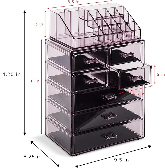 Sorbus Clear Cosmetic Makeup Organizer - Image 4