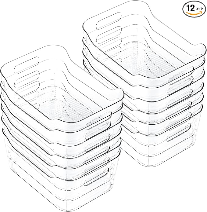 12 Pack Clear Plastic Storage Bins, Acrylic Organizer and Containers by CiWiVOKi