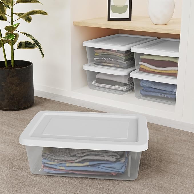 Sterilite 12-Pack Clear Storage Box, Stackable Container Bins - Image 4