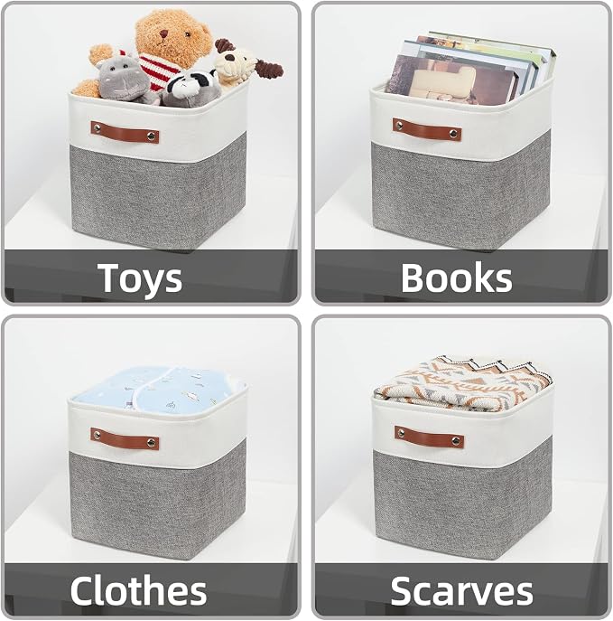 HNZIGE Fabric Cube Storage Baskets Bins Cube Baskets 11x11, Foldable Storage - Image 7