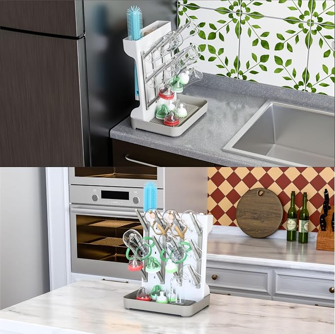 SuoXing Vertical Baby Bottle Drying Rack, Space Saving Countertop Baby Drying - Image 7