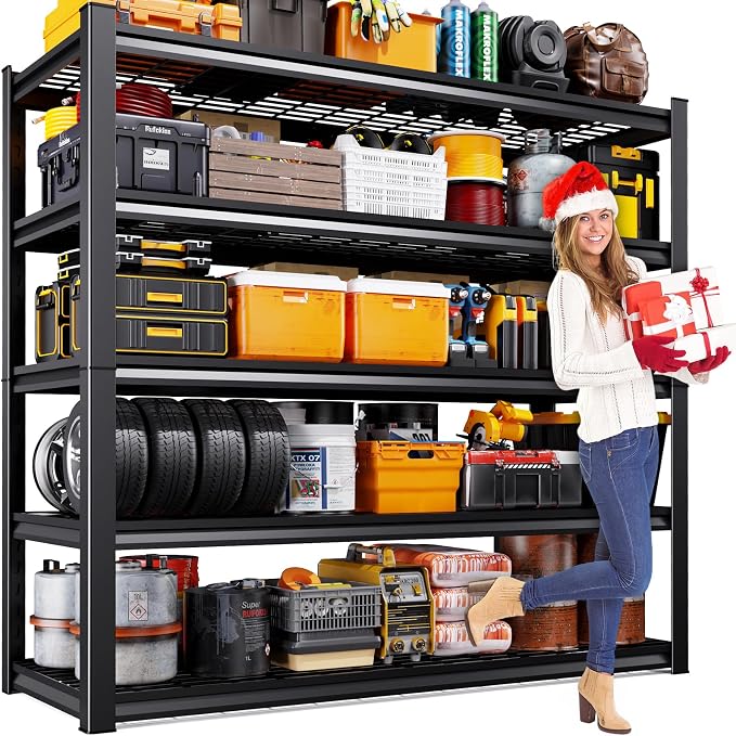 72" H Heavy Duty Garage Shelving 5-Tier Storage Shelves, Adjustable Metal by Unknown