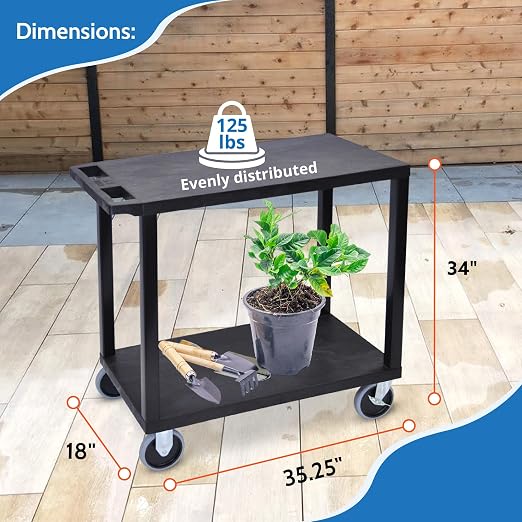 Luxor - 32" x 18" Cart - Two Flat Shelves - Image 2