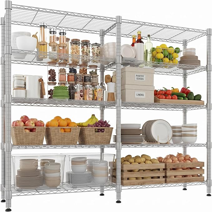 Homdox 5-Tier Adjustable Metal Storage Shelves, Space-Saving Corner Rack by HOMDOX