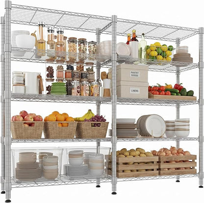 Homdox 5-Tier Adjustable Metal Storage Shelves, Space-Saving Corner Rack by HOMDOX