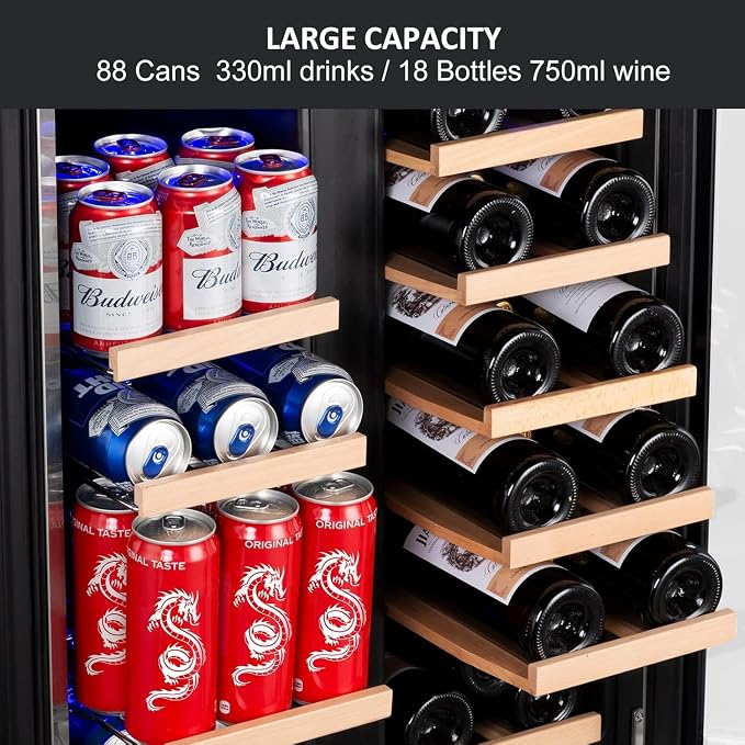 Wine and Beverage Refrigerator, 24 Inch Dual Zone Fridge - Image 5