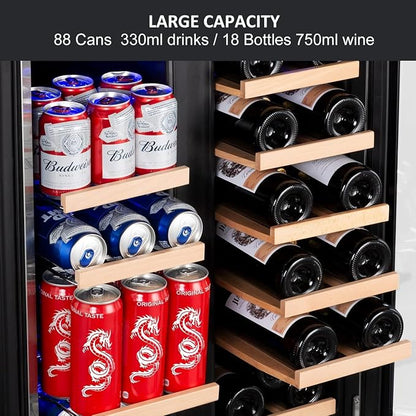Wine and Beverage Refrigerator, 24 Inch Dual Zone Fridge - Image 5