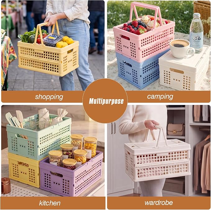 Collapsible Storage Crate, Foldable Plastic Basket - Image 4