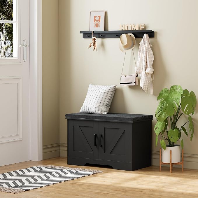 HOMSHO Farmhouse Shoe Storage Bench - Image 6