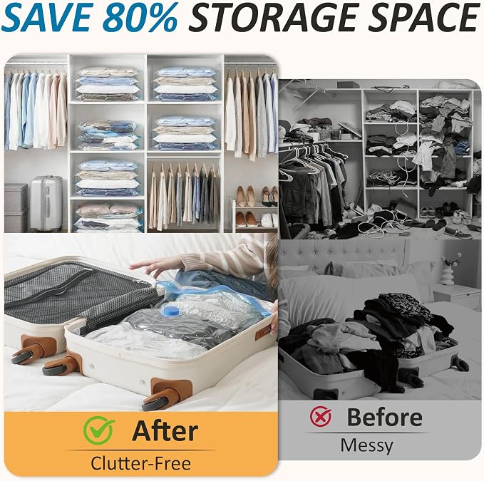 Cozy Essential Vacuum Storage Bags, 80% Compression Vacuum Seal Space Saver - Image 4