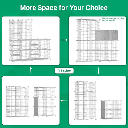 Wire Cube Storage Organizer, 12 Cubes Converted into 14 Cubes, Sturdy Metal - Image 3