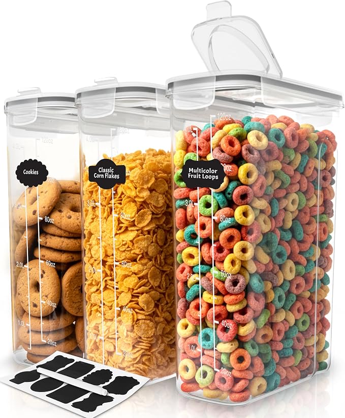 Utopia Kitchen Cereal Containers Storage Set – 3 Pack 4L Airtight Food Storage by UTOPIAKITCHEN