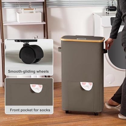 Vincona Laundry Basket with Wheels, Tall Dirty Clothes Hamper on Wheels - Image 4