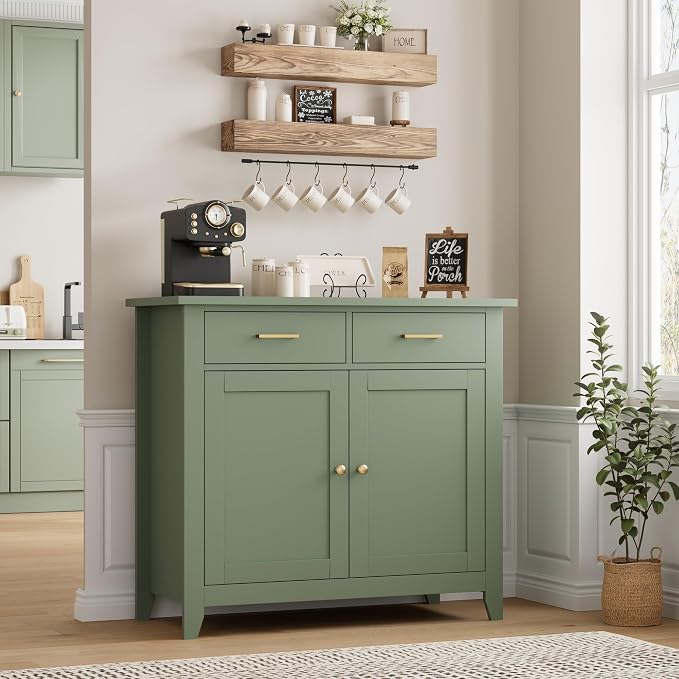 HORSTORS Farmhouse Kitchen Storage Cabinet, Small Buffet, Coffee Bar, 35.8"W - Image 2