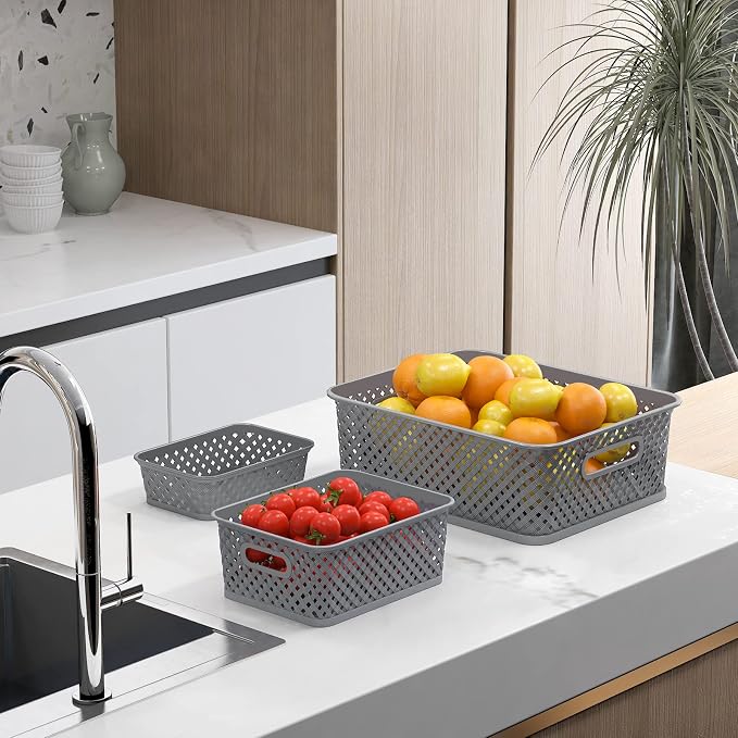 MaxGear 3 Pack Plastic Storage Baskets, Suitable - Image 7