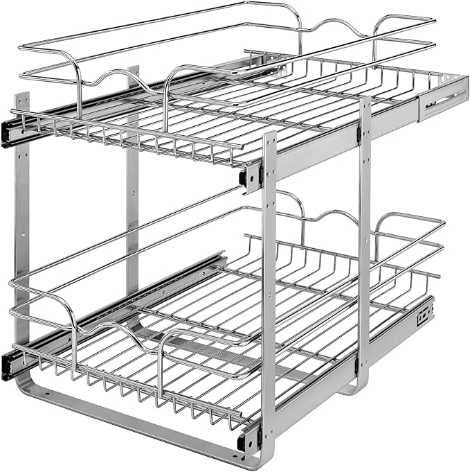 Rev-A-Shelf 2-Tier Kitchen Cabinet Pullout Shelf and Drawer Organizer Slide Out by Rev-A-Shelf