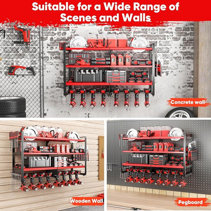 Upgrade Large power tool organizer Wall Mount, 4 Layers Heavy Duty Metal Loads - Image 6