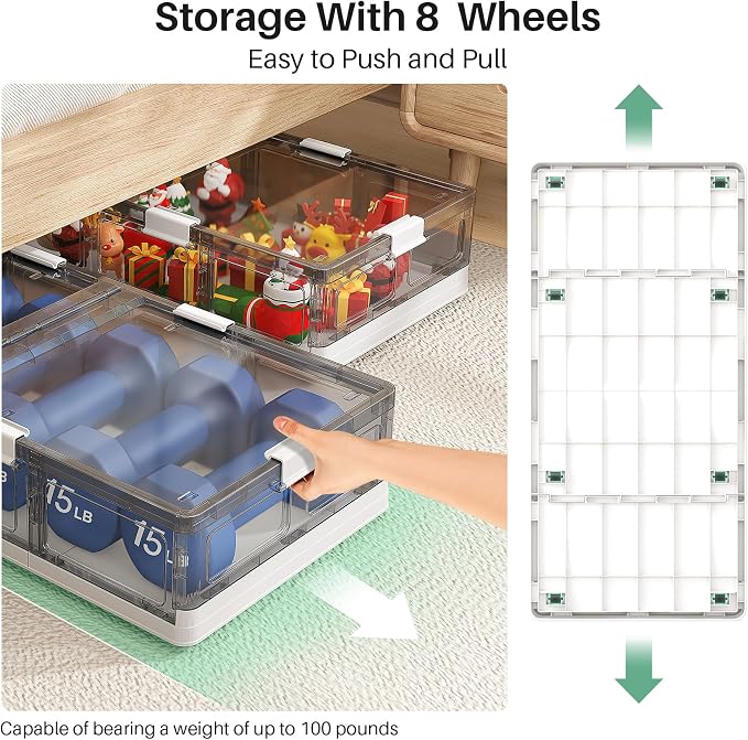 Kitstorack Plastic Under Bed Storage Containers, 2 Pack Underbed Storage - Image 4