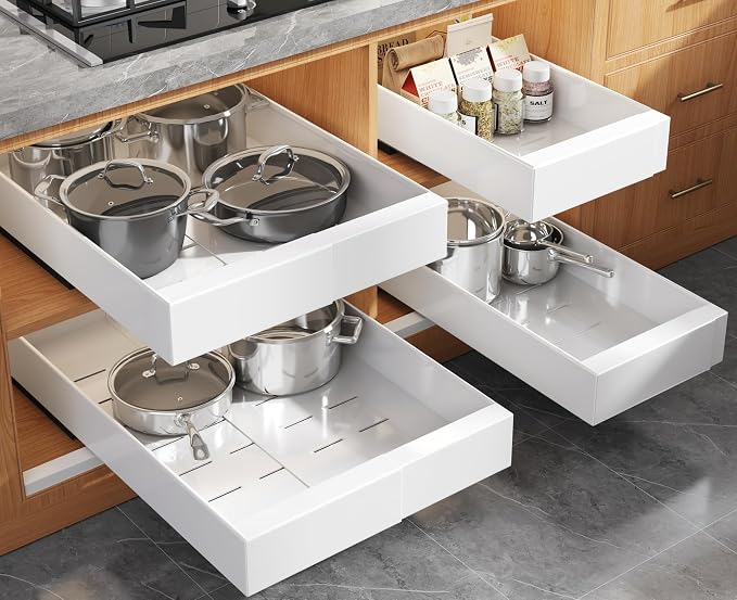 Seinloes 4 Pack Expandable Pull Out Cabinet Organizer 21" Deep by Seinloes
