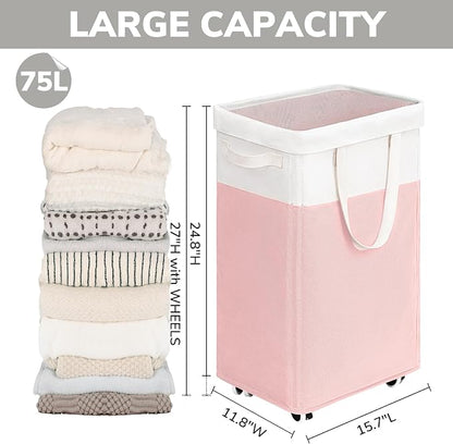 Goodpick Laundry Basket with Wheels 2-Pack, 75L Tall Clothes Hamper, Large - Image 4