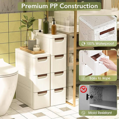 4 Drawers Narrow Bathroom Storage Cabinet, Slim Storage Cabinet, Plastic Slim - Image 4