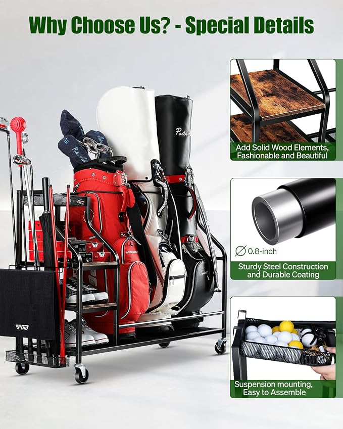 Golf Bags Storage Garage Organizer- Golf Bag Stand - Image 3